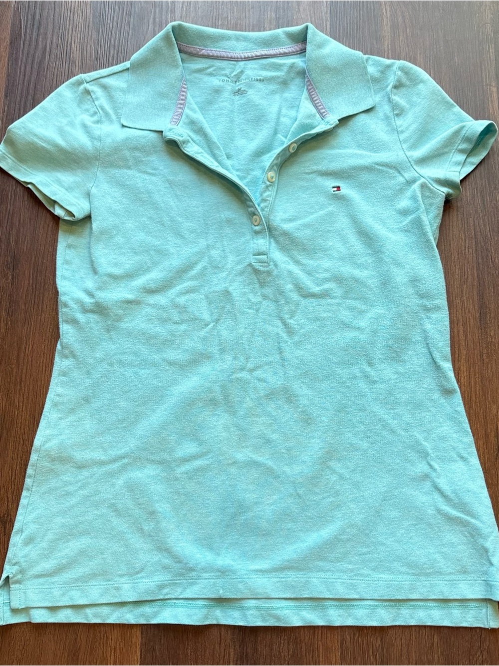 Vintage Y2K Tommy Hilfiger Mint Green Polo Shirt Preppy Country Club Classic 90s